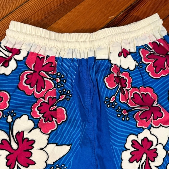Hawaiian Print Surf Shorts Electric Blue Pink - Picture 7 of 7